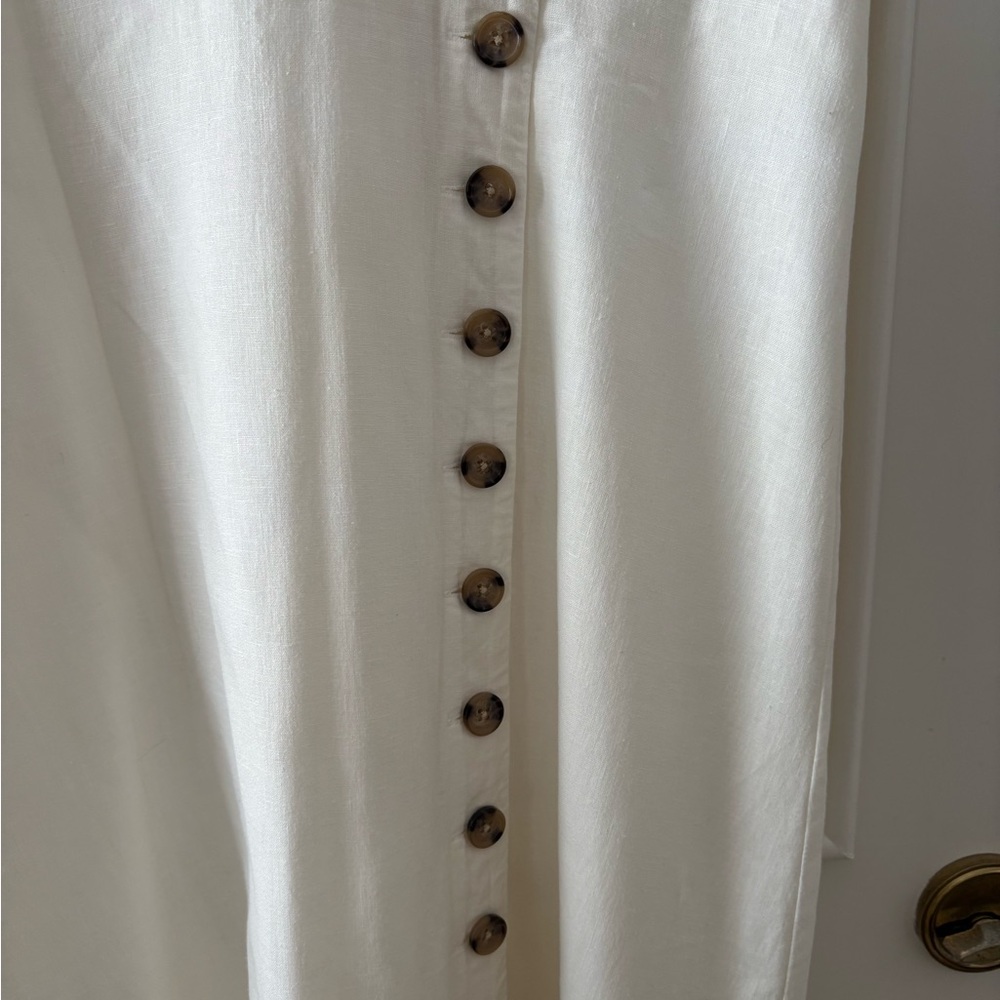 Madewell Cream Button-Front Lined Linen Midi Dress - Picture 6 of 8